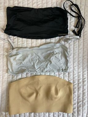 Lucky Brand Black, Light Gray, and Beige Strapless/Bandeau Tops